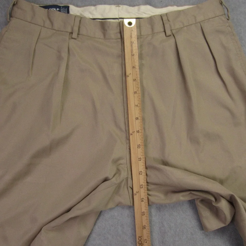 VTG Polo Golf Ralph Lauren Shorts Mens 36 Tan Pleated Chino Khaki Classic Fit‎